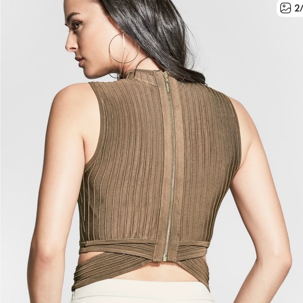 Marciano Olive Ribbed Tank Top - Picture 4 of 7